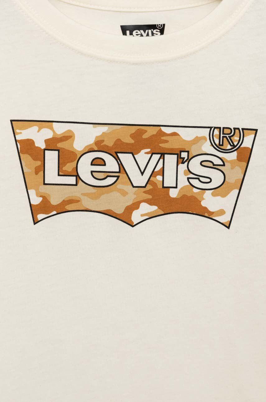 Levi's tricou de bumbac pentru copii culoarea bej cu imprimeu - Pled.ro