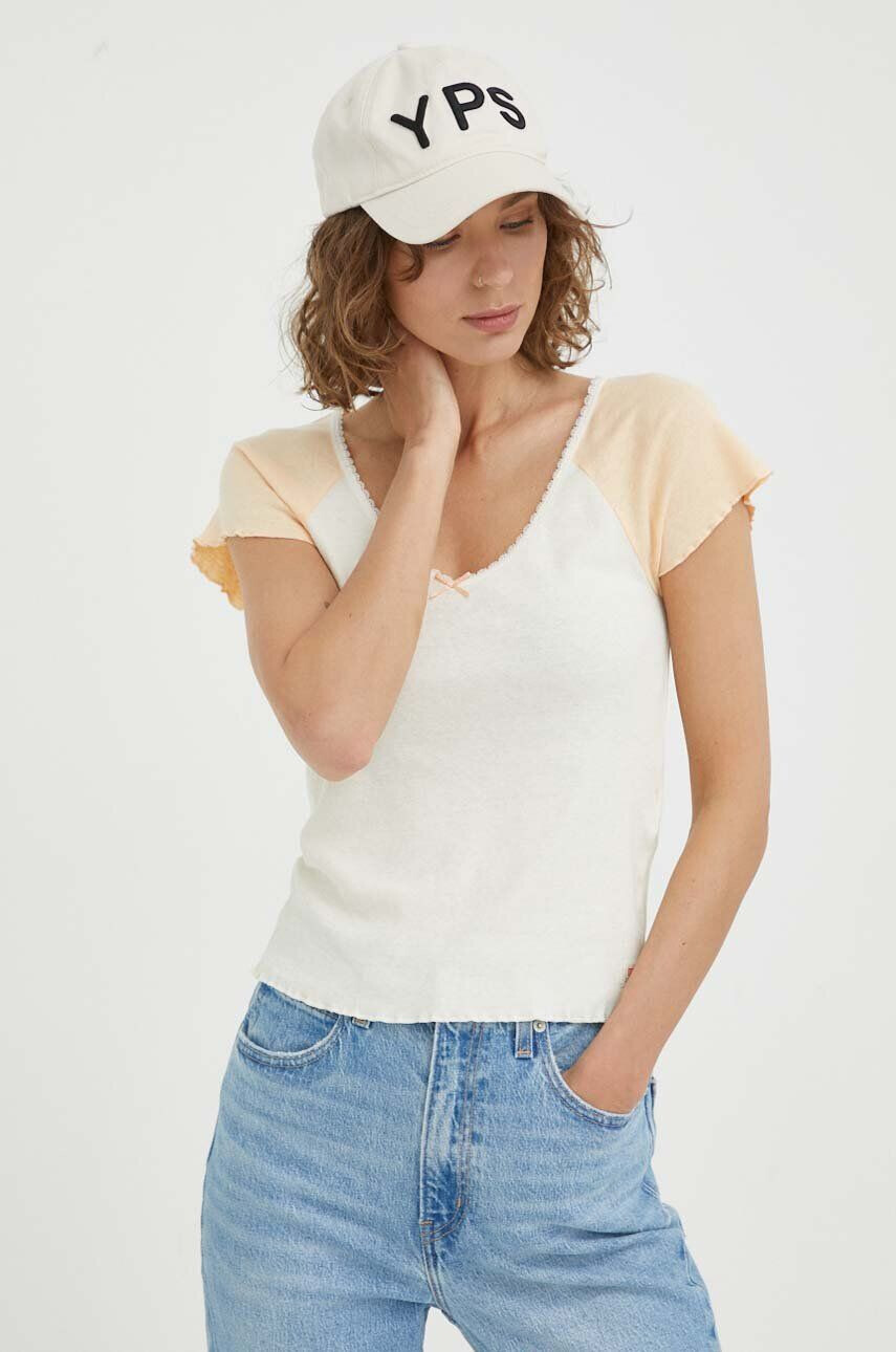 Levi's tricou din amestec de in culoarea bej - Pled.ro