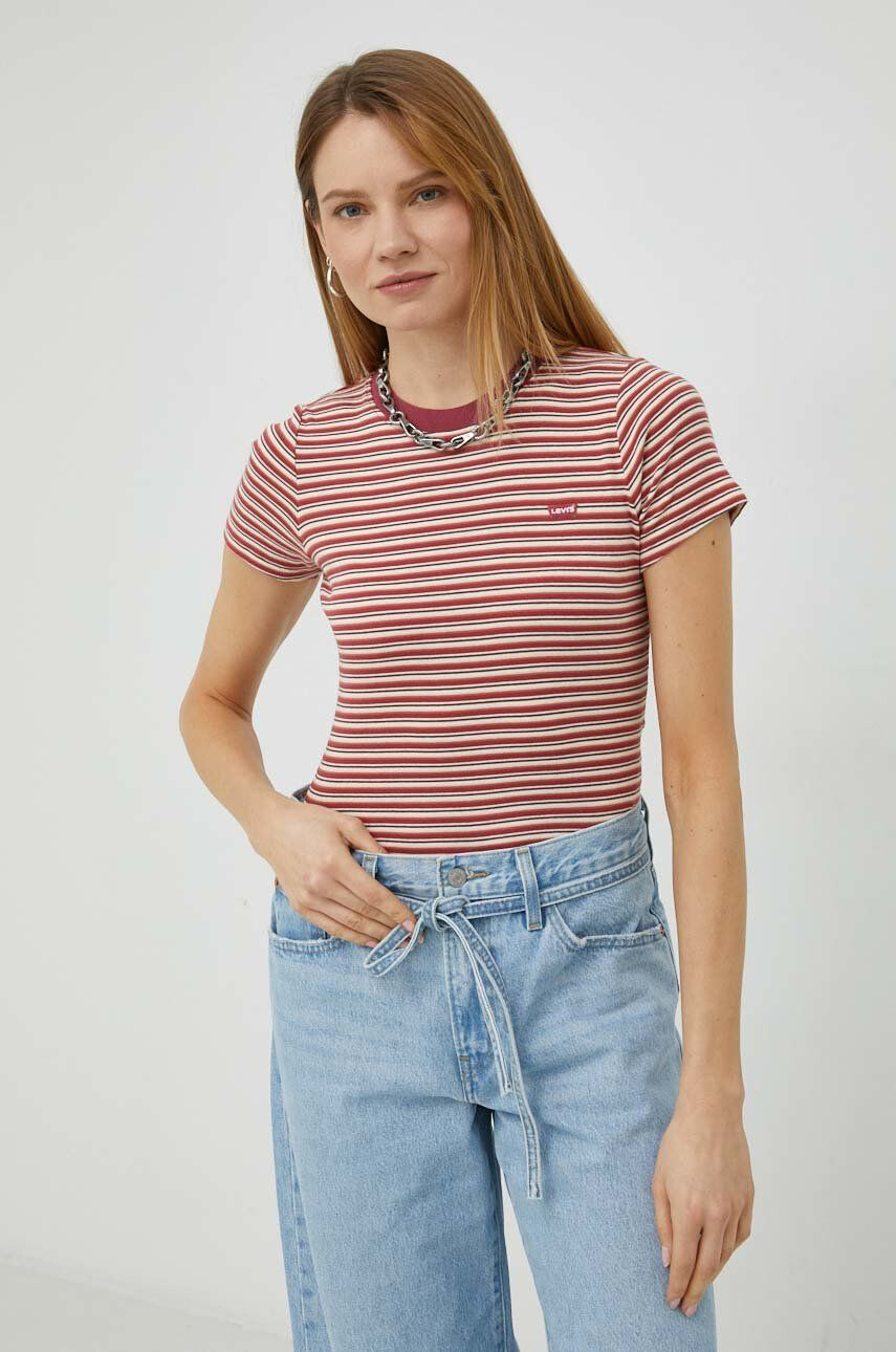 Levi's tricou din bumbac culoarea rosu - Pled.ro