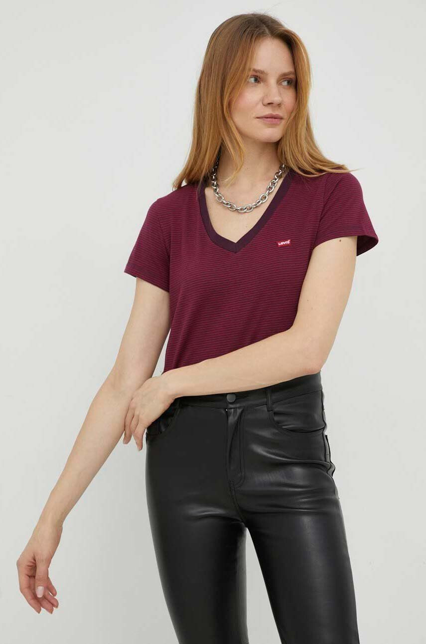 Levi's tricou din bumbac culoarea bordo - Pled.ro