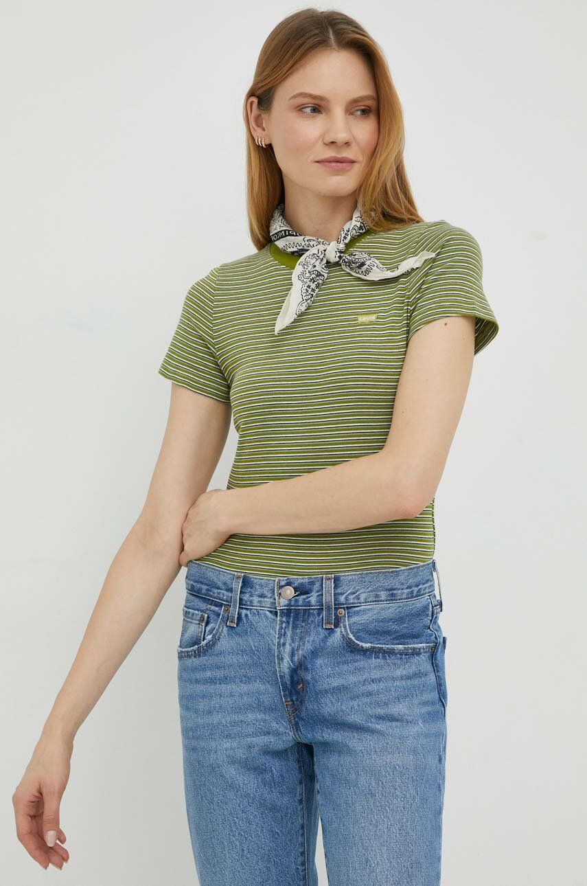 Levi's tricou din bumbac culoarea verde - Pled.ro