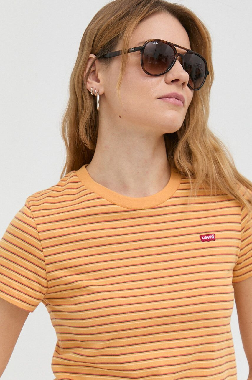 Levi's tricou din bumbac culoarea portocaliu - Pled.ro