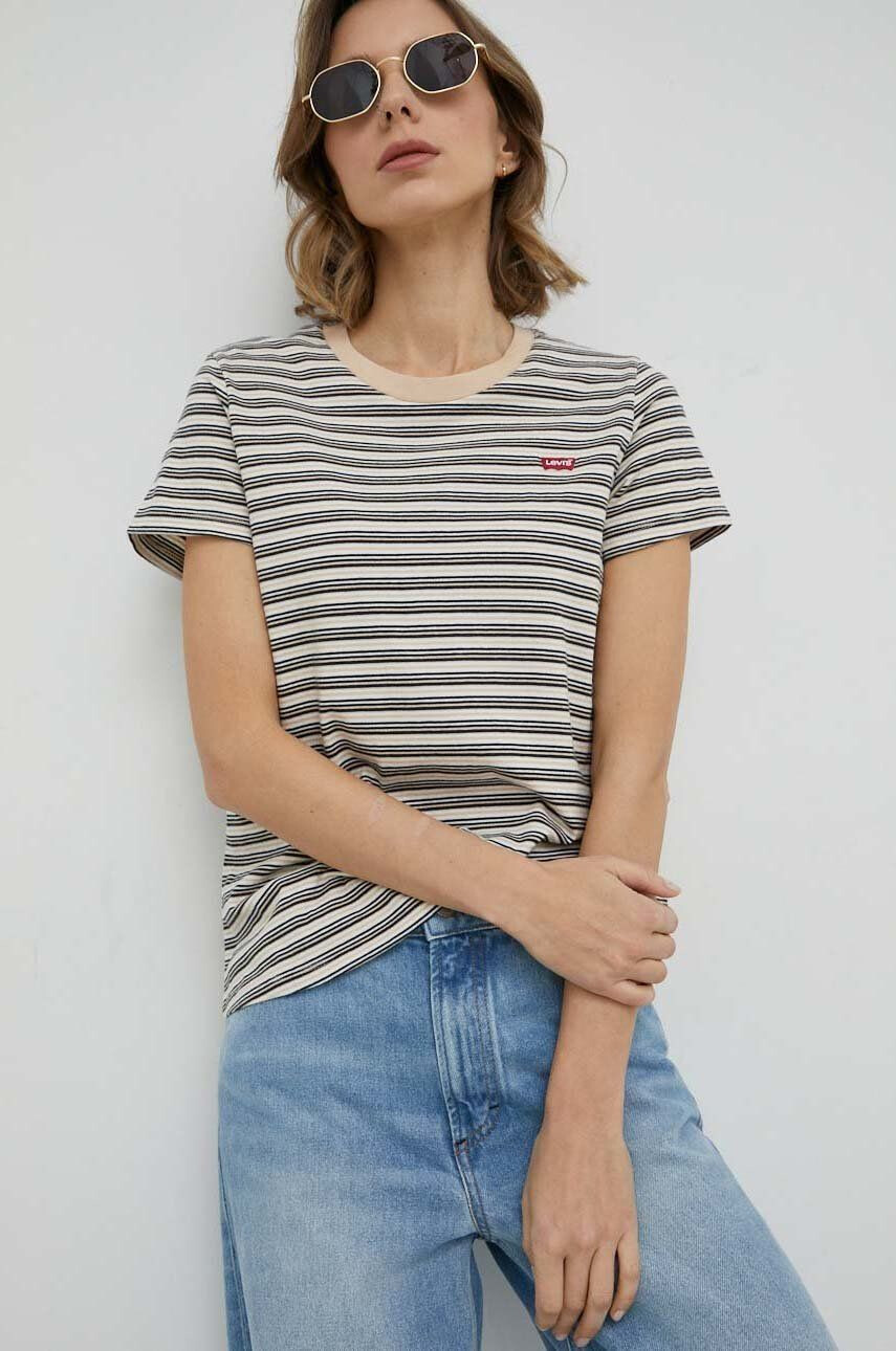 Levi's tricou din bumbac culoarea bej - Pled.ro