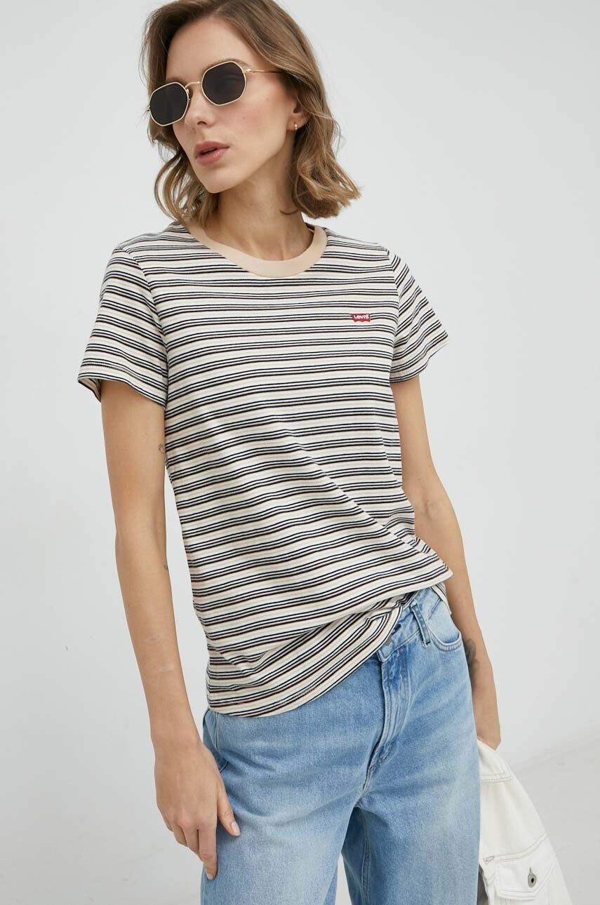 Levi's tricou din bumbac culoarea bej - Pled.ro