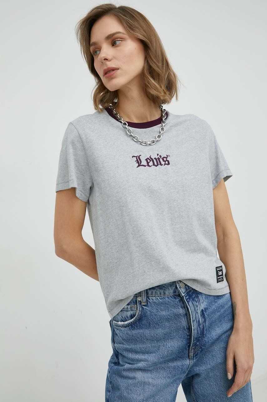 Levi's tricou din bumbac culoarea bej - Pled.ro