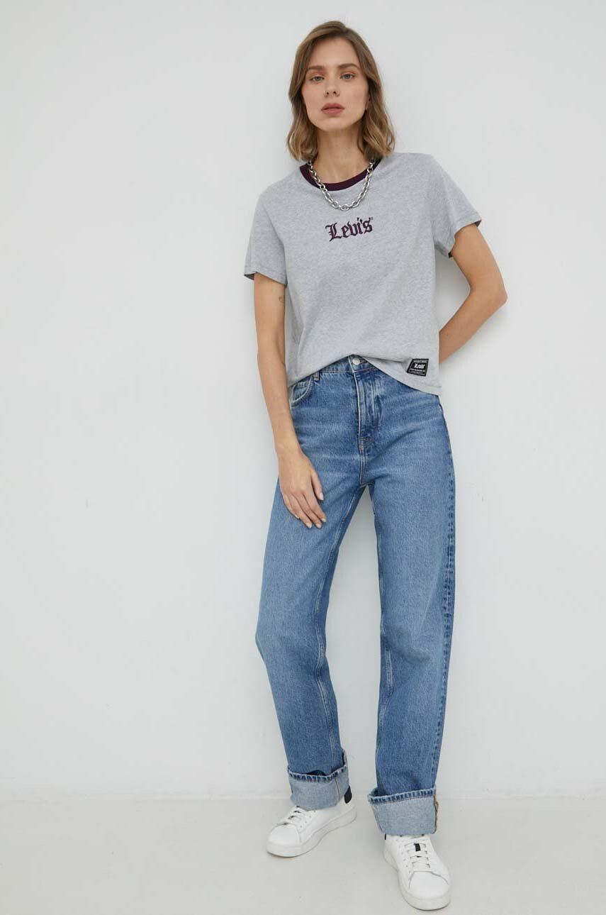 Levi's tricou din bumbac culoarea bej - Pled.ro