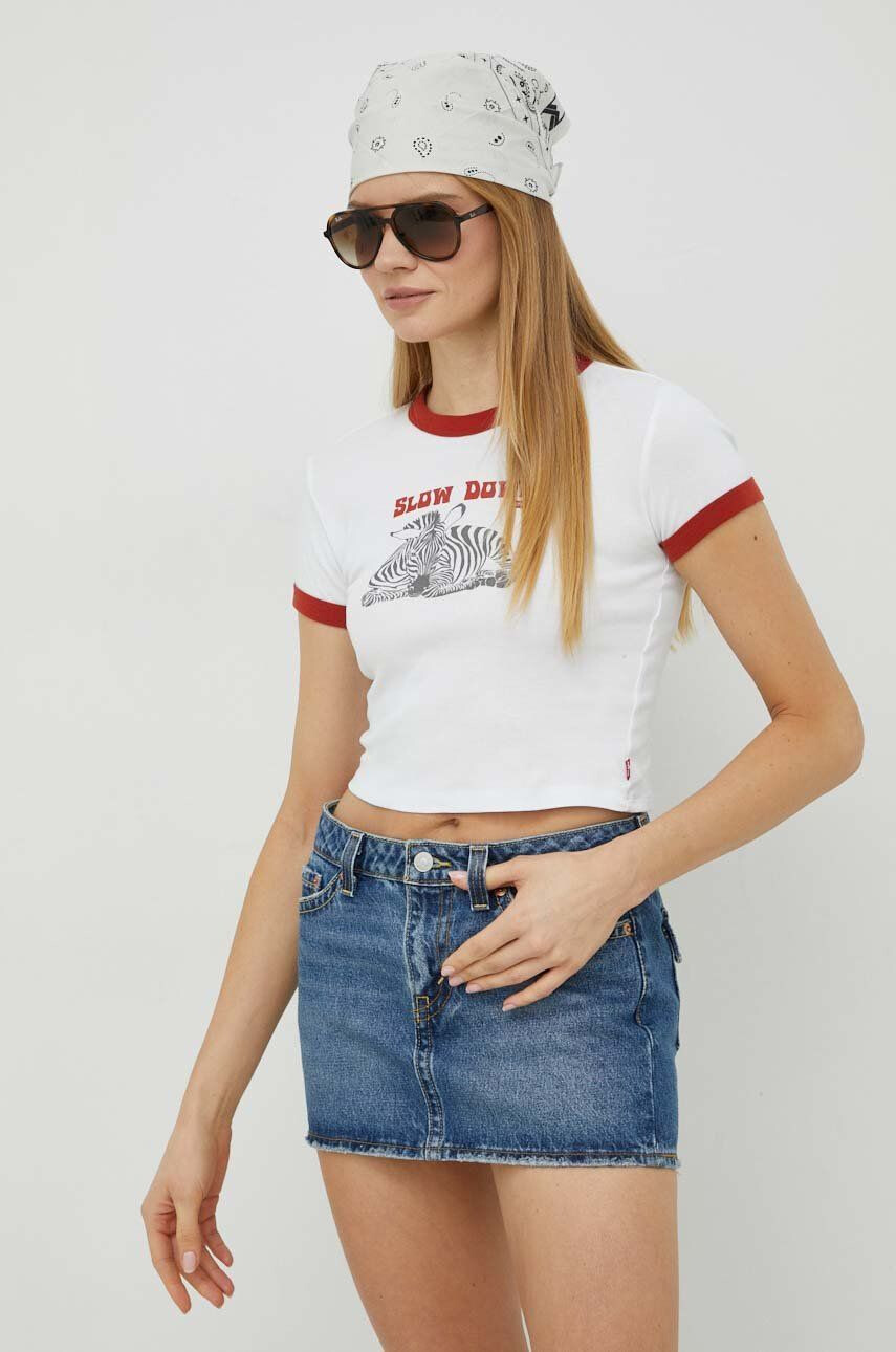 Levi's tricou din bumbac culoarea alb - Pled.ro