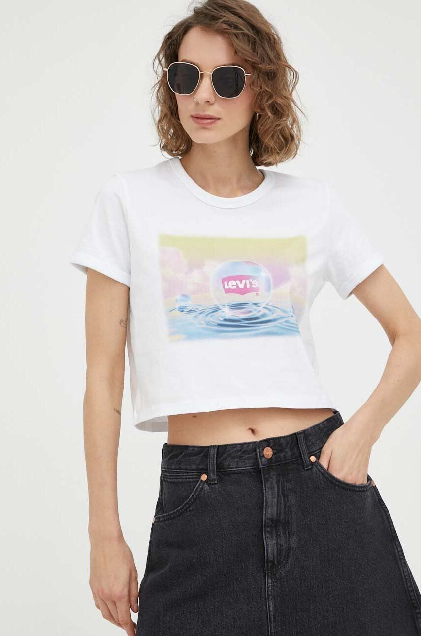 Levi's tricou din bumbac culoarea alb - Pled.ro