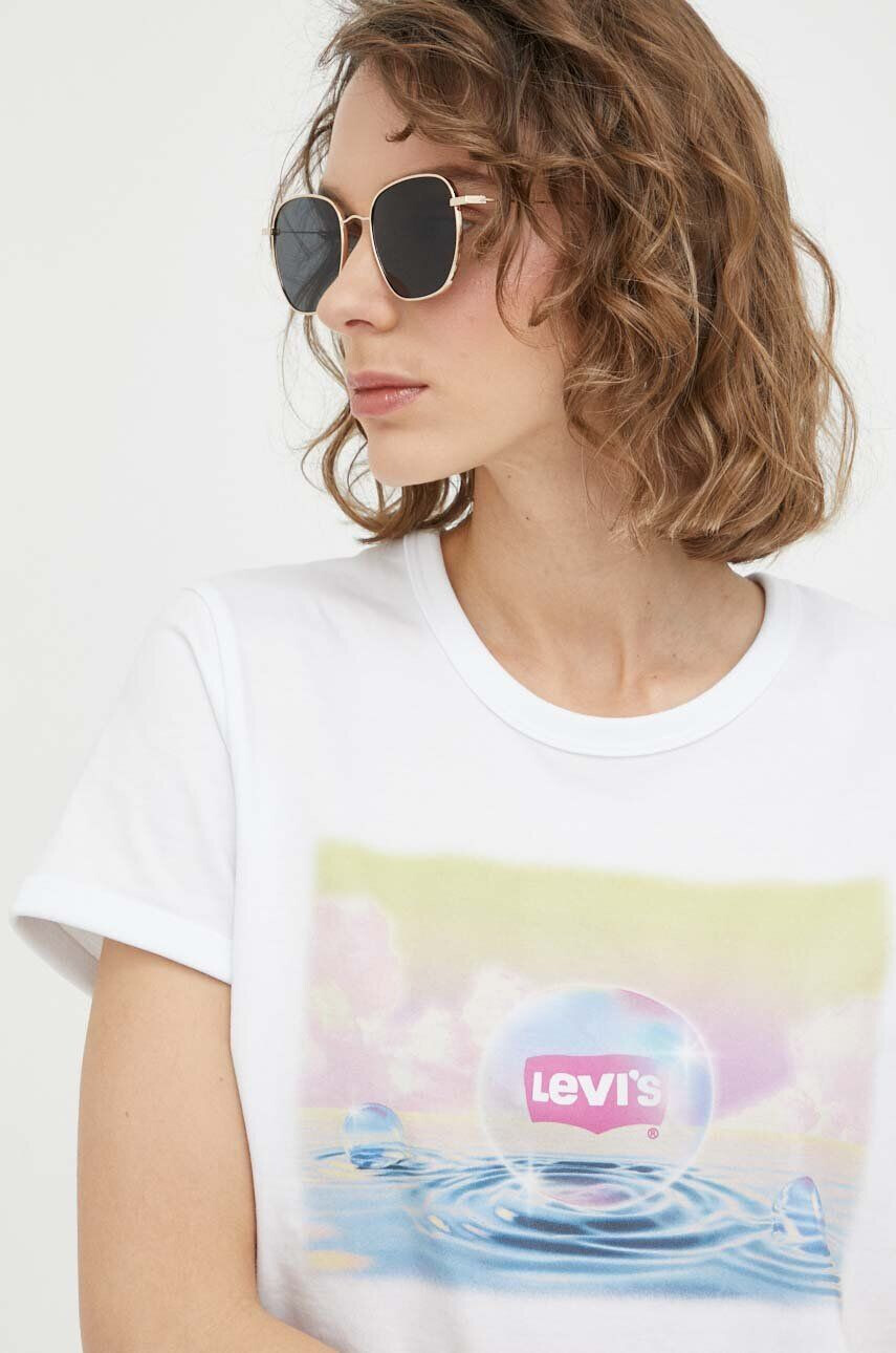 Levi's tricou din bumbac culoarea alb - Pled.ro