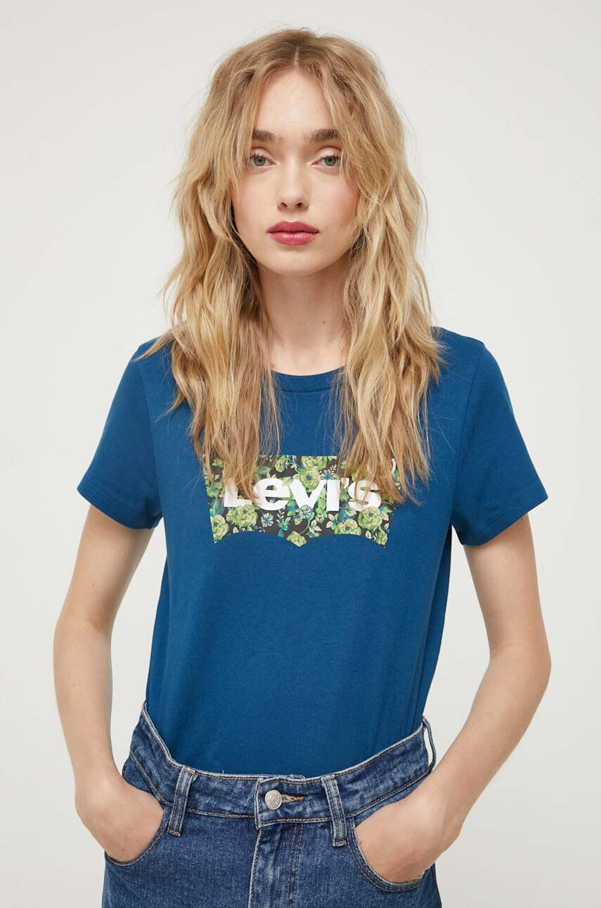 Levi's tricou din bumbac culoarea turcoaz - Pled.ro