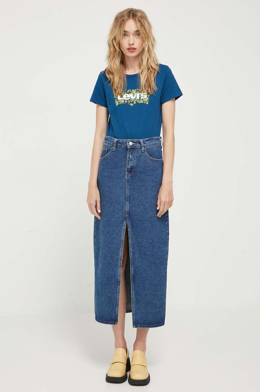 Levi's tricou din bumbac culoarea turcoaz - Pled.ro