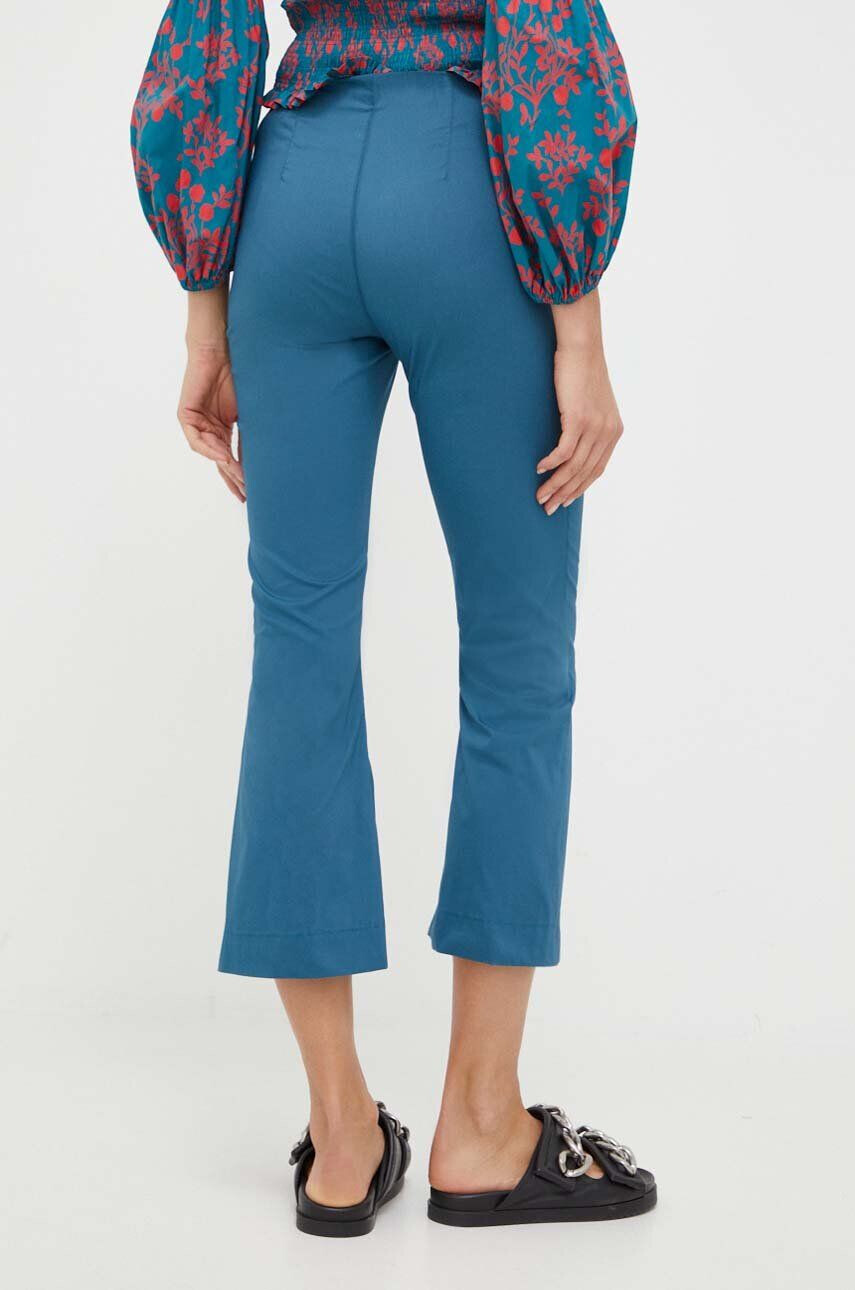 Liviana Conti pantaloni femei culoarea turcoaz evazati medium waist - Pled.ro