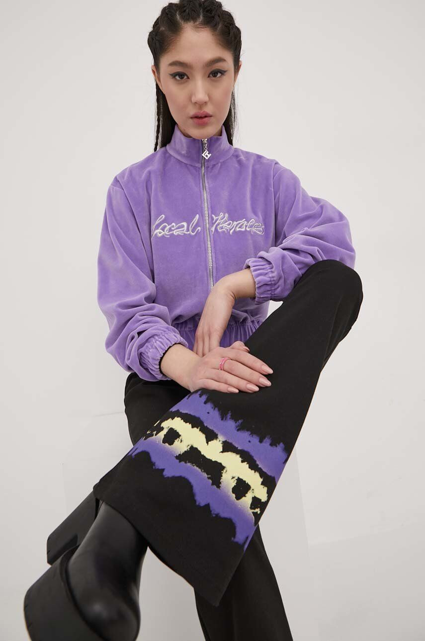 Local Heroes bluza femei culoarea violet cu imprimeu - Pled.ro