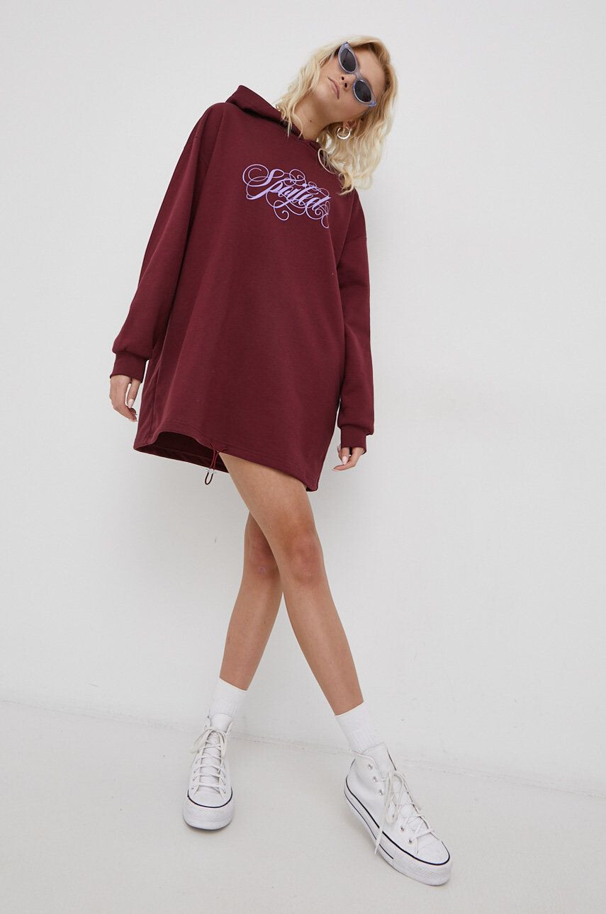 Local Heroes Rochie culoarea bordo mini oversize - Pled.ro