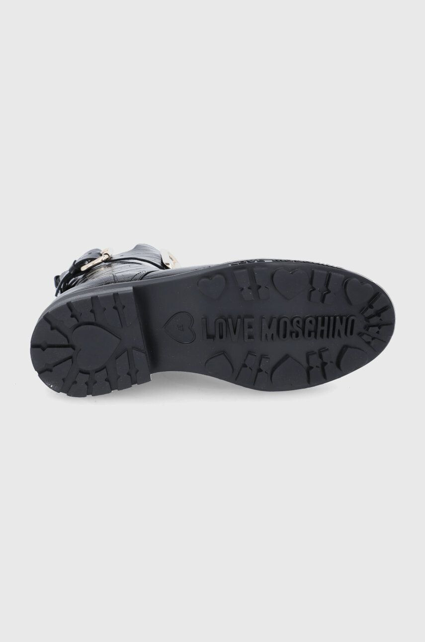 Love Moschino Cizme de piele femei culoarea negru cu toc plat - Pled.ro