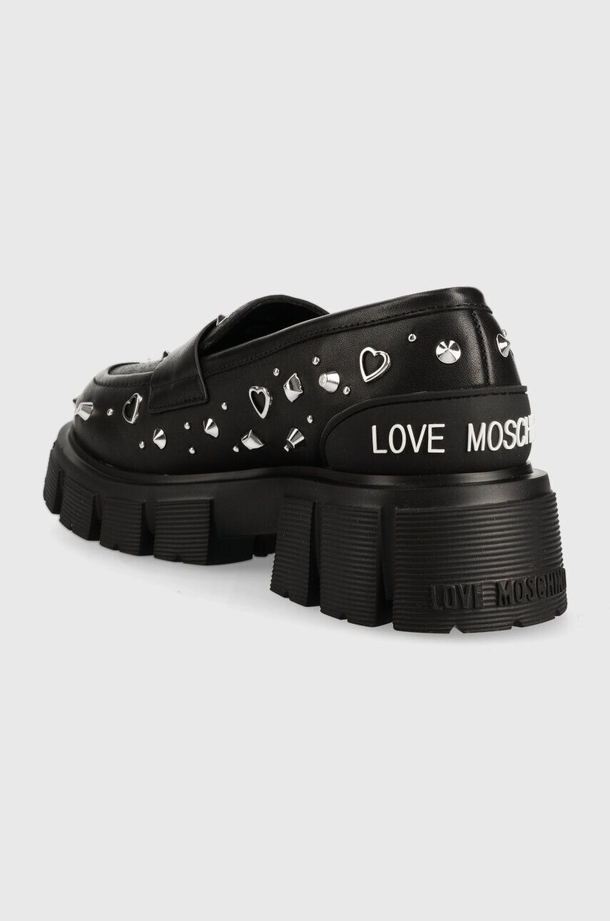 Love Moschino mocasini de piele femei culoarea negru cu platforma JA10035G1HIA0000 - Pled.ro