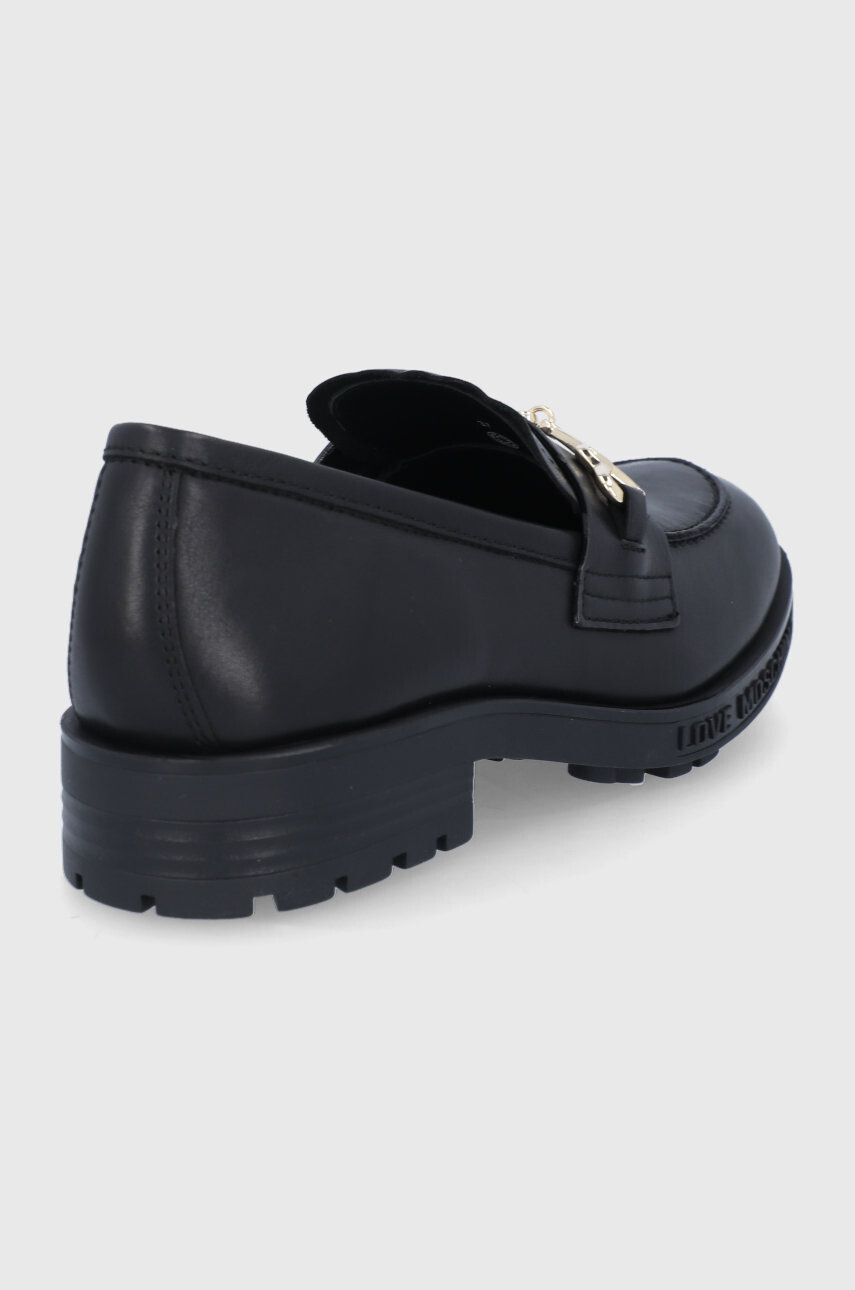 Love Moschino mocasini de piele femei culoarea negru cu platforma - Pled.ro