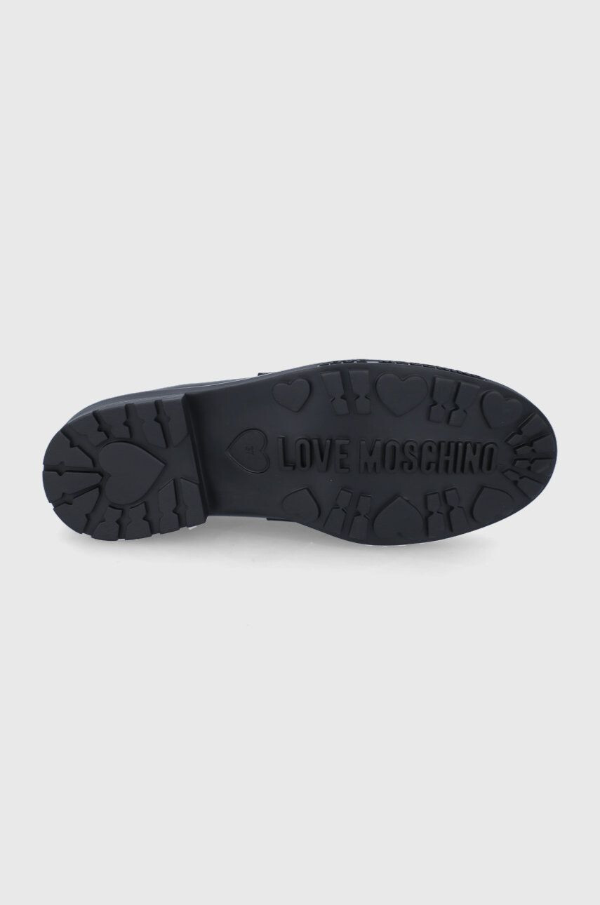 Love Moschino mocasini de piele femei culoarea negru cu platforma - Pled.ro