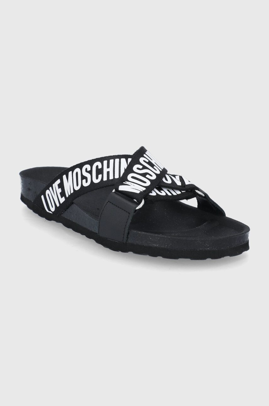 Love Moschino papuci femei culoarea negru - Pled.ro