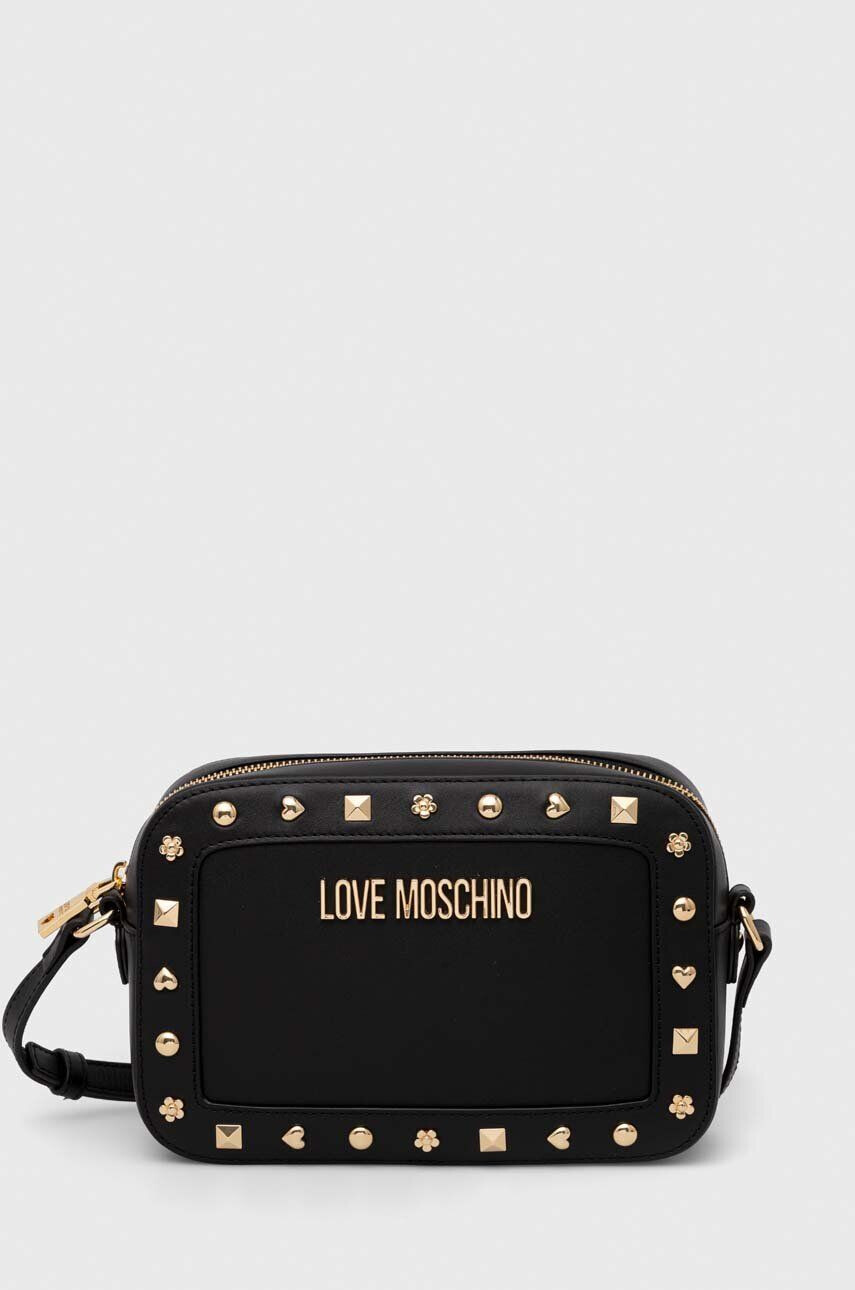 Love Moschino poseta de piele culoarea negru - Pled.ro