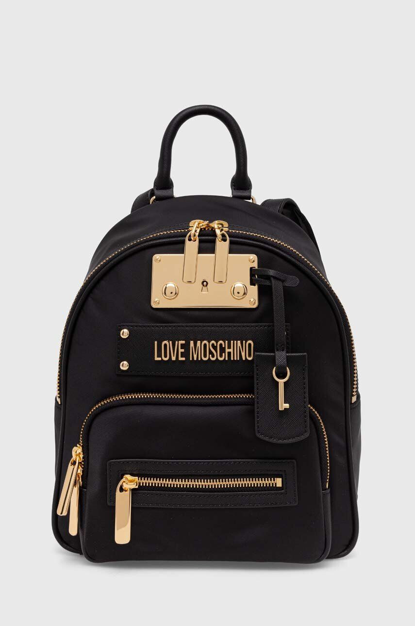 Love Moschino rucsac femei culoarea negru mic cu imprimeu - Pled.ro