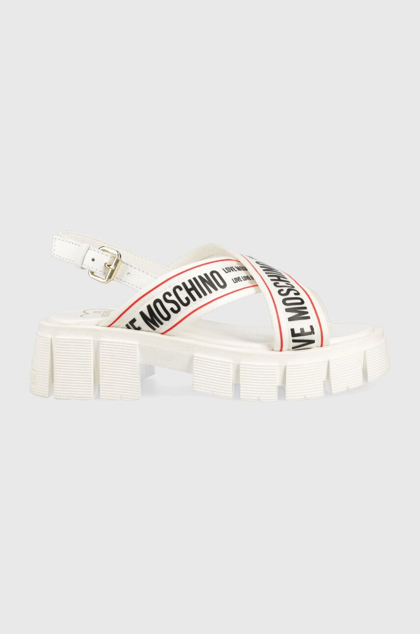 Love Moschino sandale femei culoarea alb cu platforma JA16186G0GIX210A - Pled.ro