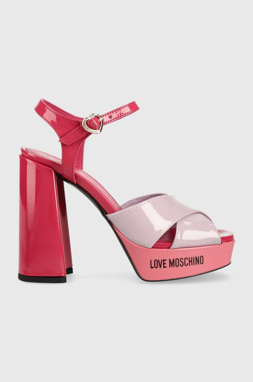 Love Moschino sandale de piele San Lod Quadra 120 culoarea roz JA1605CG1G - Pled.ro