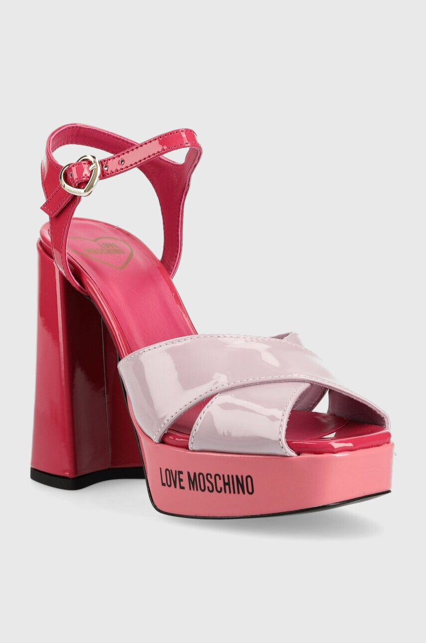 Love Moschino sandale de piele San Lod Quadra 120 culoarea roz JA1605CG1G - Pled.ro