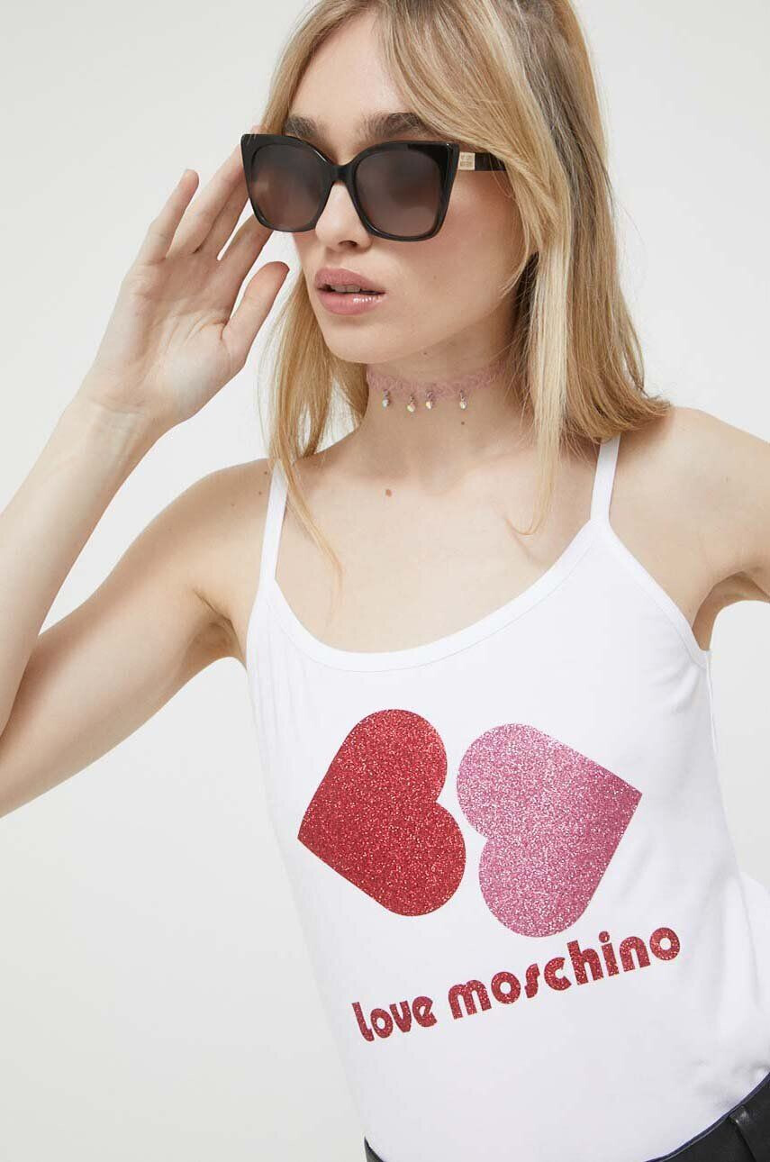 Love Moschino top femei culoarea alb - Pled.ro