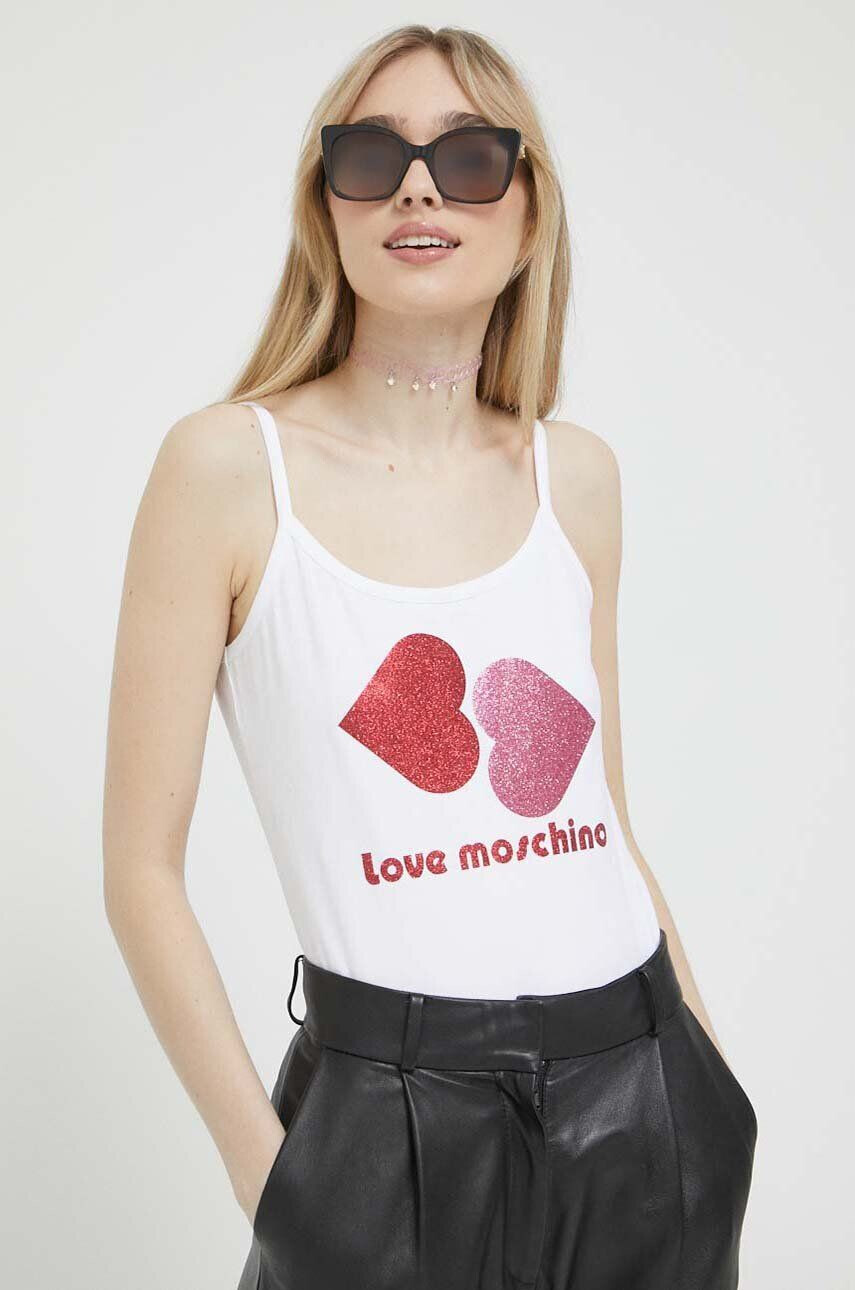 Love Moschino top femei culoarea alb - Pled.ro