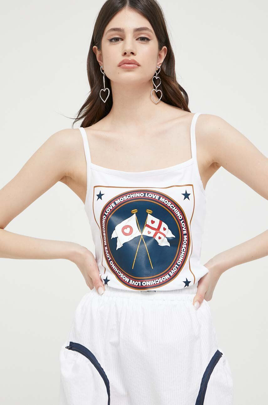 Love Moschino top femei culoarea alb - Pled.ro