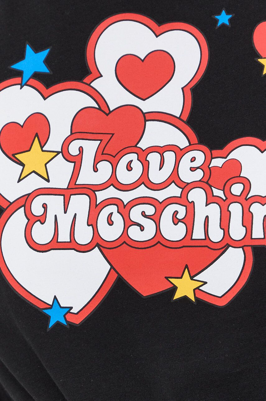 Love Moschino top din bumbac culoarea negru - Pled.ro