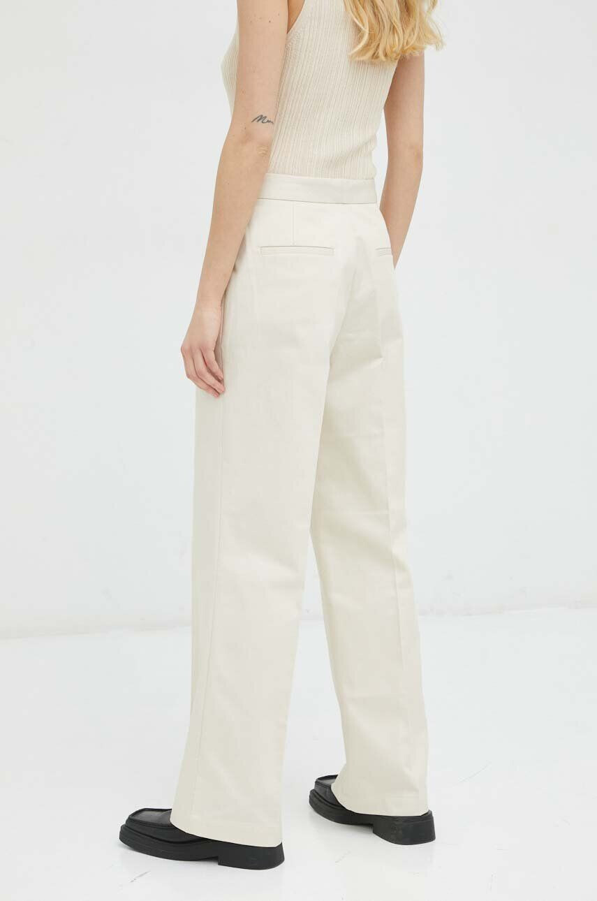 Lovechild pantaloni femei culoarea bej lat high waist - Pled.ro