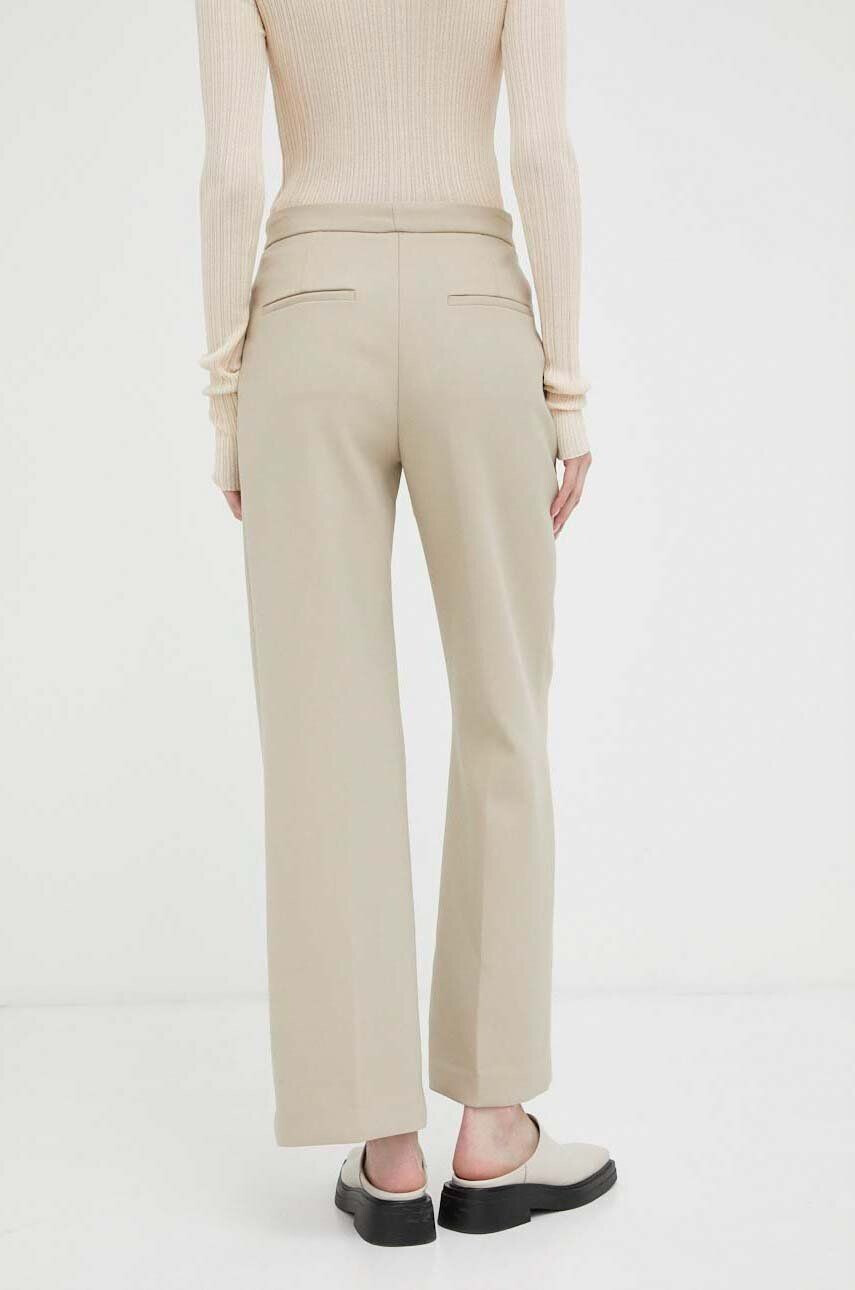 Lovechild pantaloni femei culoarea bej drept high waist - Pled.ro