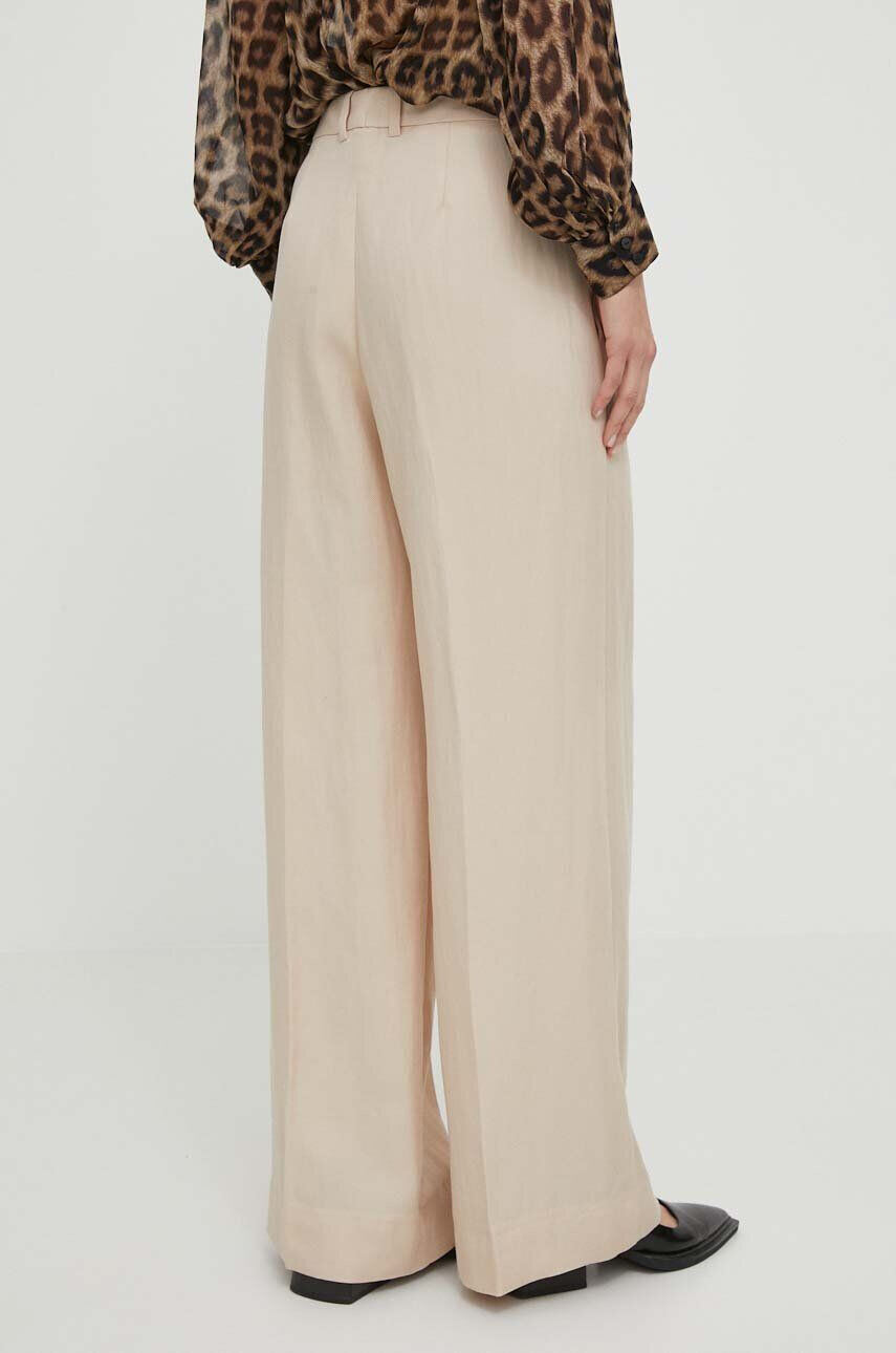 Lovechild pantaloni femei culoarea bej lat high waist - Pled.ro