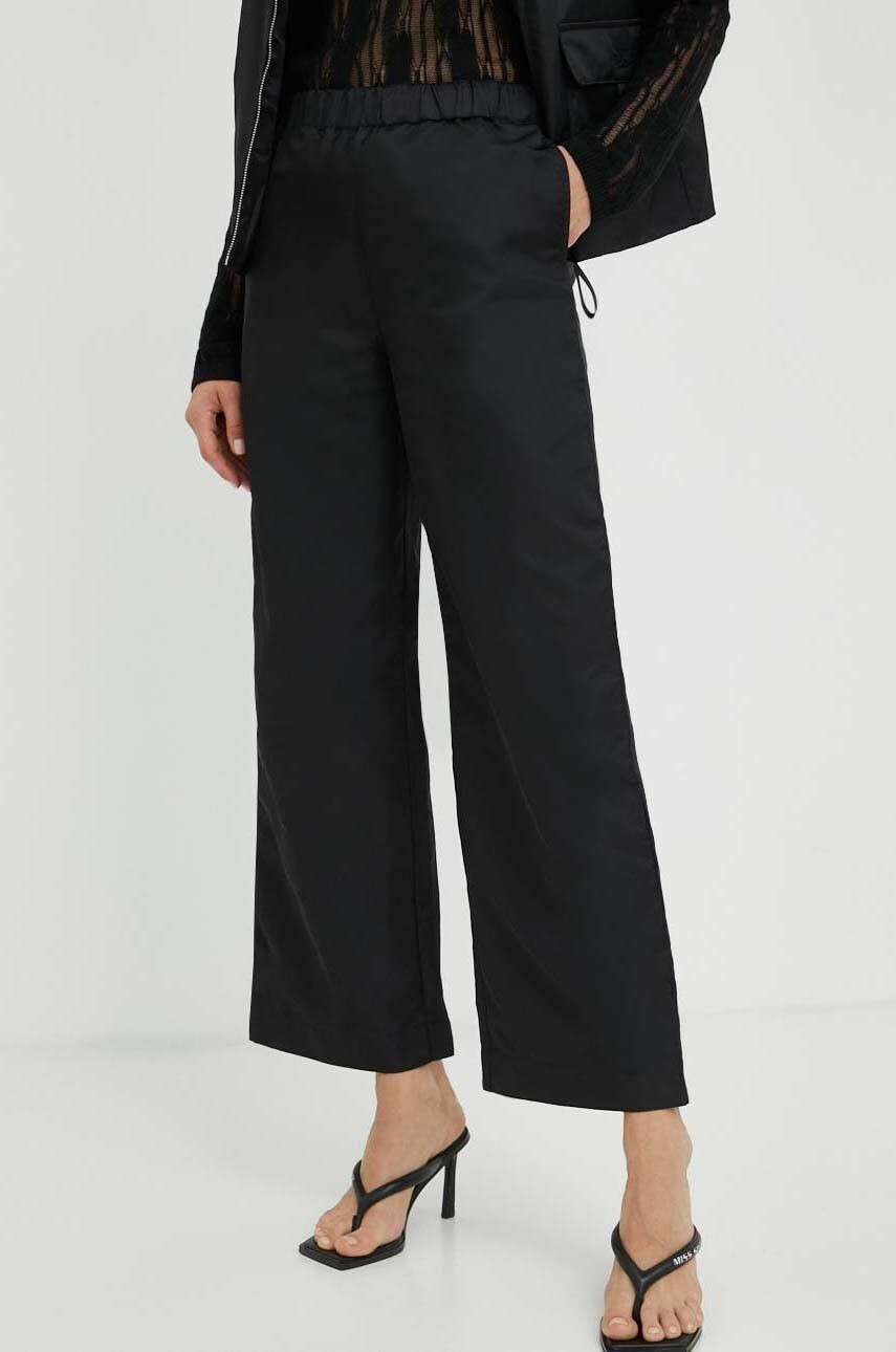 Lovechild pantaloni femei culoarea negru lat high waist - Pled.ro