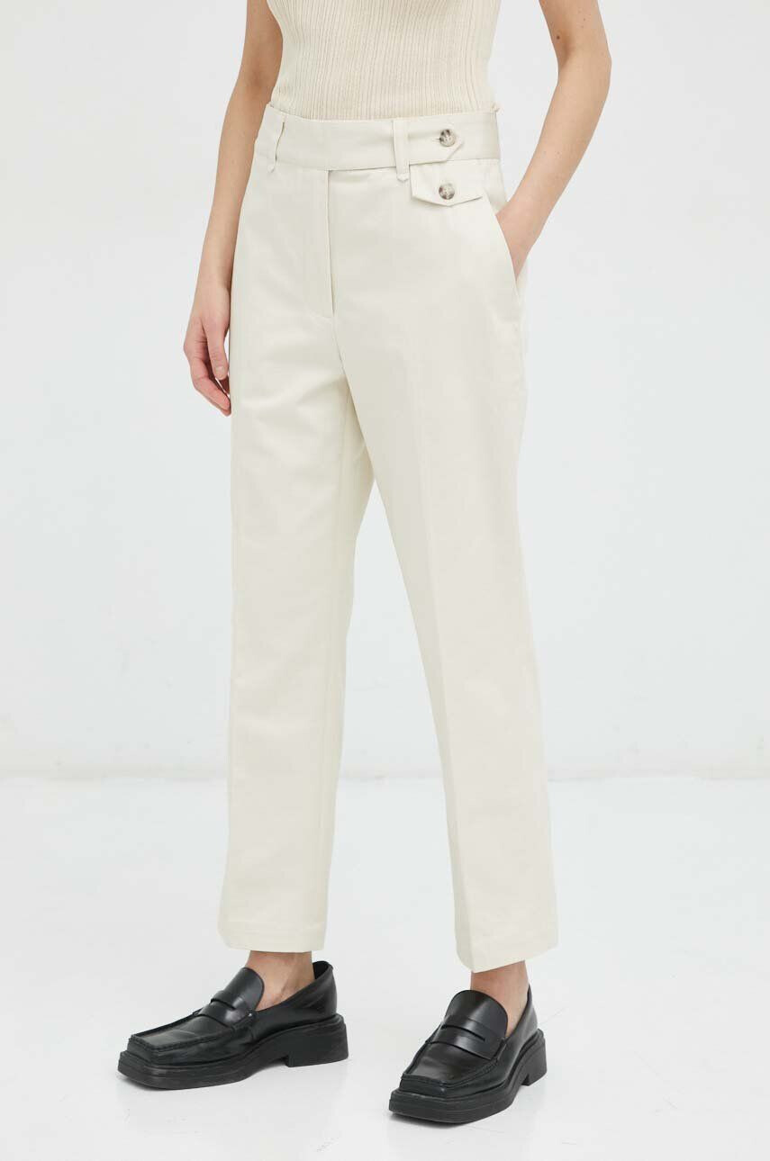 Lovechild pantaloni de bumbac culoarea bej lat high waist - Pled.ro