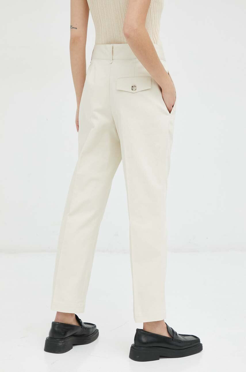 Lovechild pantaloni de bumbac culoarea bej lat high waist - Pled.ro