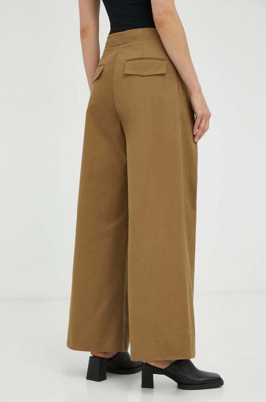 Lovechild pantaloni de bumbac culoarea verde lat high waist - Pled.ro