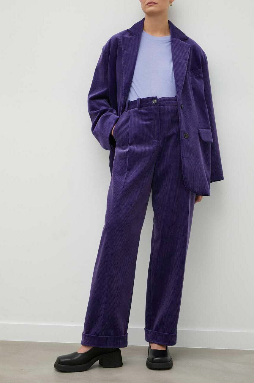 Lovechild pantaloni de catifea cord Lucas culoarea violet drept high waist - Pled.ro