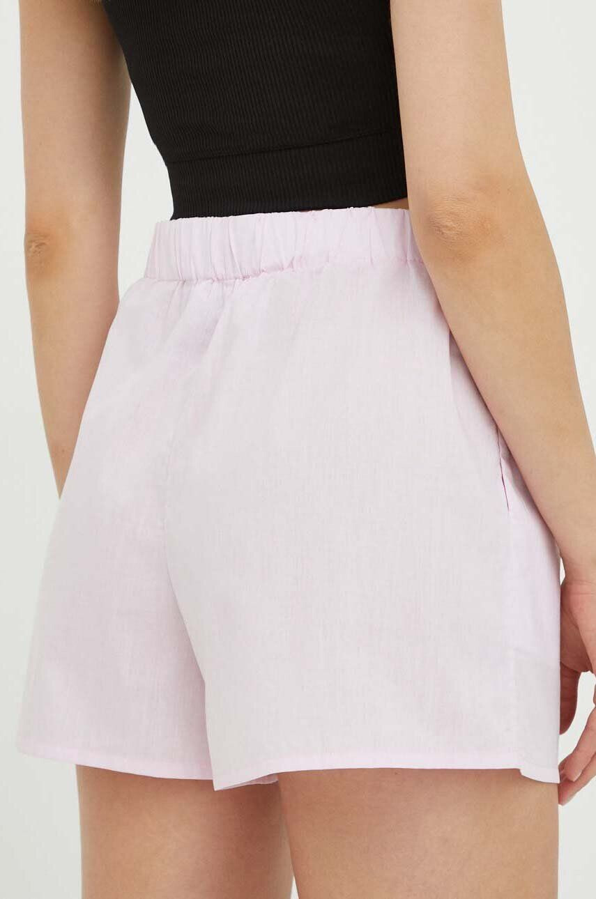 Lovechild pantaloni scurti din bumbac culoarea roz cu imprimeu high waist - Pled.ro