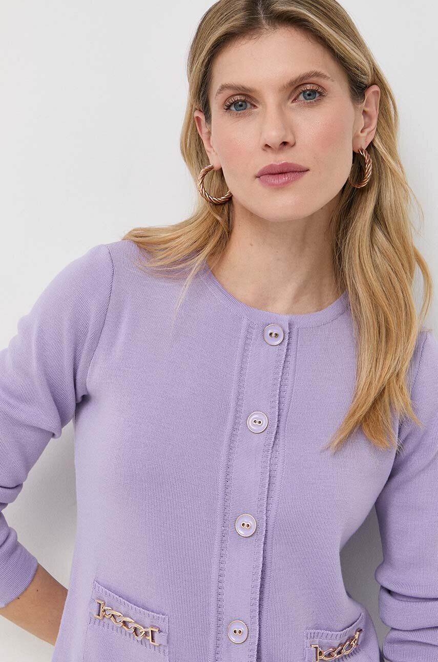 Luisa Spagnoli cardigan din lana culoarea violet light - Pled.ro