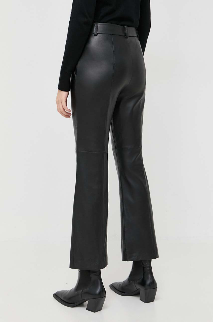 Luisa Spagnoli pantaloni de piele femei culoarea negru fason tigareta high waist - Pled.ro