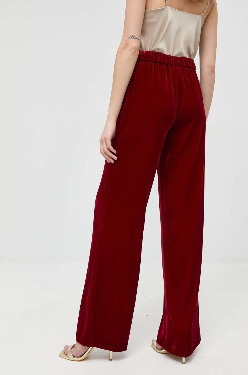 Luisa Spagnoli pantaloni din amestec de mătase Omologo femei culoarea bordo drept high waist - Pled.ro