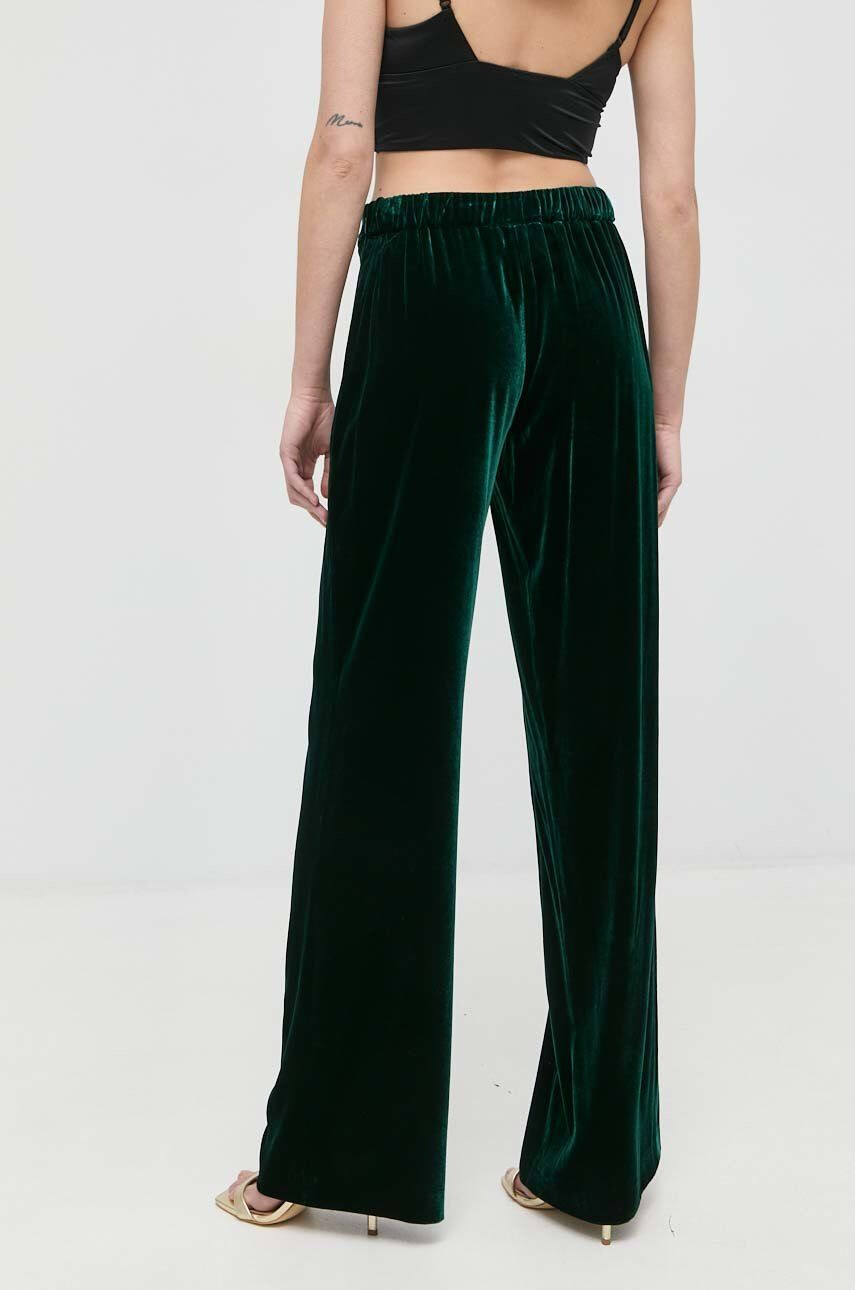 Luisa Spagnoli pantaloni din amestec de mătase Omologo femei culoarea verde drept high waist - Pled.ro