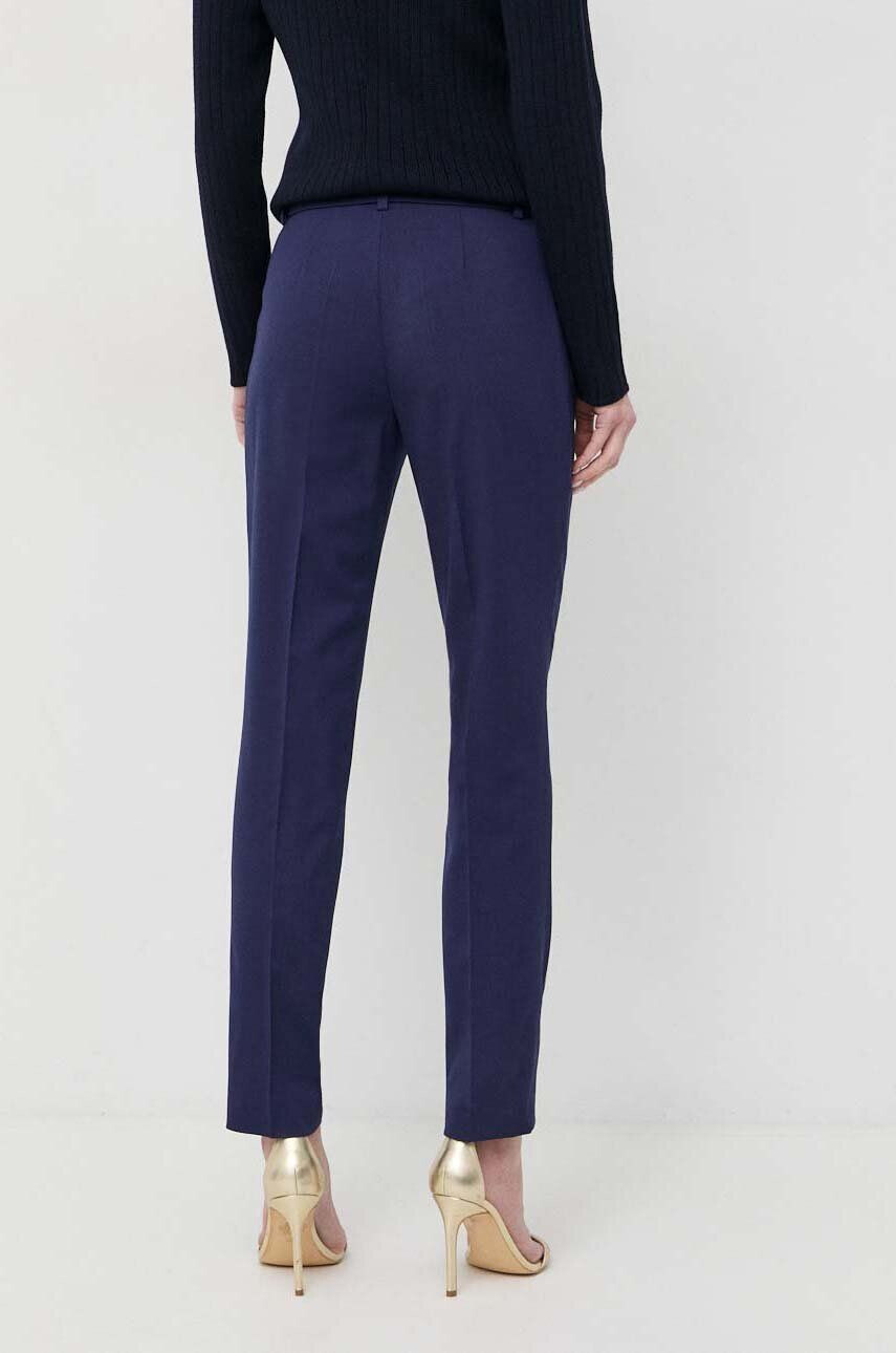 Luisa Spagnoli pantaloni din lana culoarea albastru marin fason tigareta high waist - Pled.ro