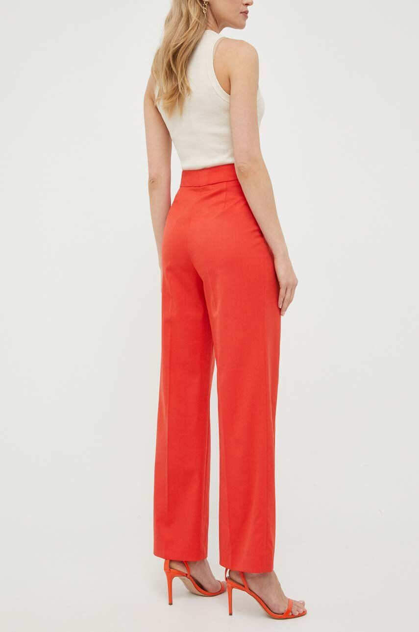 Luisa Spagnoli pantaloni din lana culoarea rosu drept high waist - Pled.ro