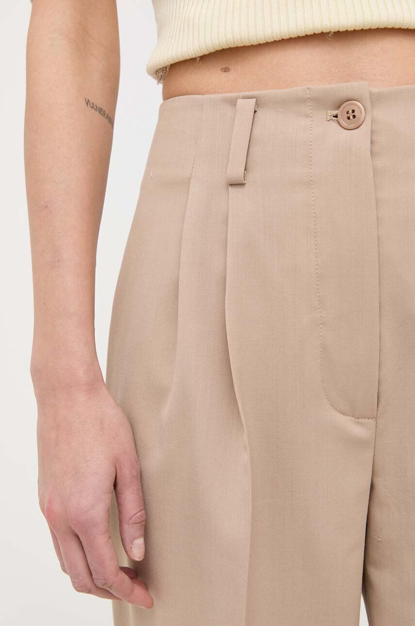 Luisa Spagnoli pantaloni din lana Femei culoarea bej drept high waist - Pled.ro