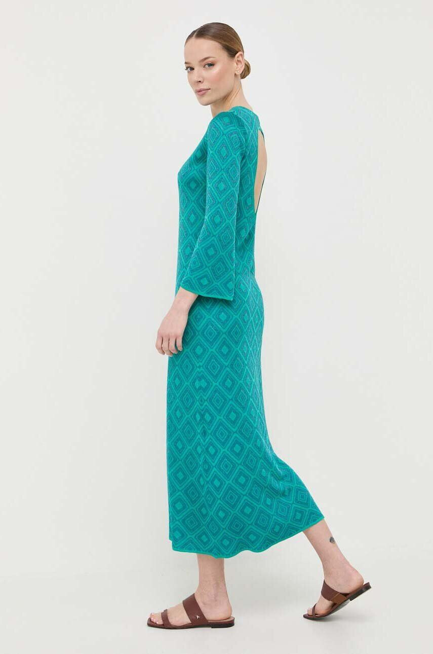 Luisa Spagnoli rochie Copenaghen culoarea turcoaz midi drept - Pled.ro