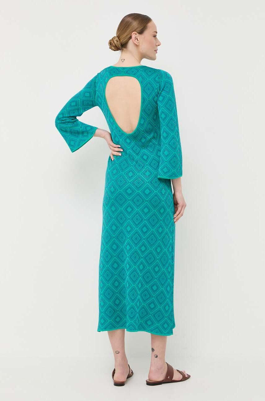 Luisa Spagnoli rochie Copenaghen culoarea turcoaz midi drept - Pled.ro